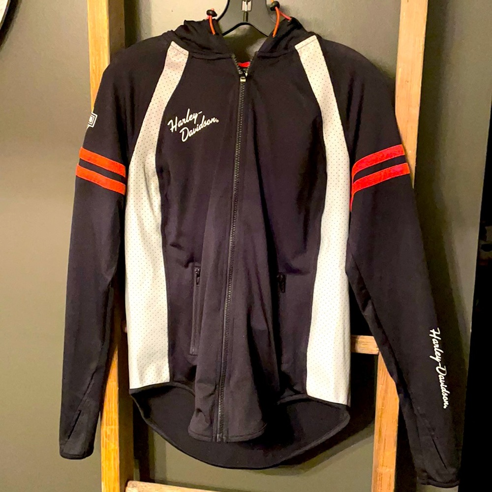 Harley Davidson zip up lightweight jacket with hood